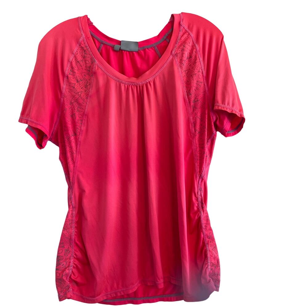 Athleta Athletic Shirt Northern Lights Tee Reflective Short Sleeve Orange XL